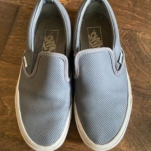 Vans Perforated Leather Gray Slip Ons